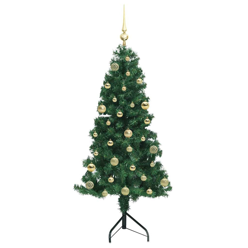 vidaXL Sarok Műkarácsonyfa 150 LED-del Zöld 150 cm PVC és fém