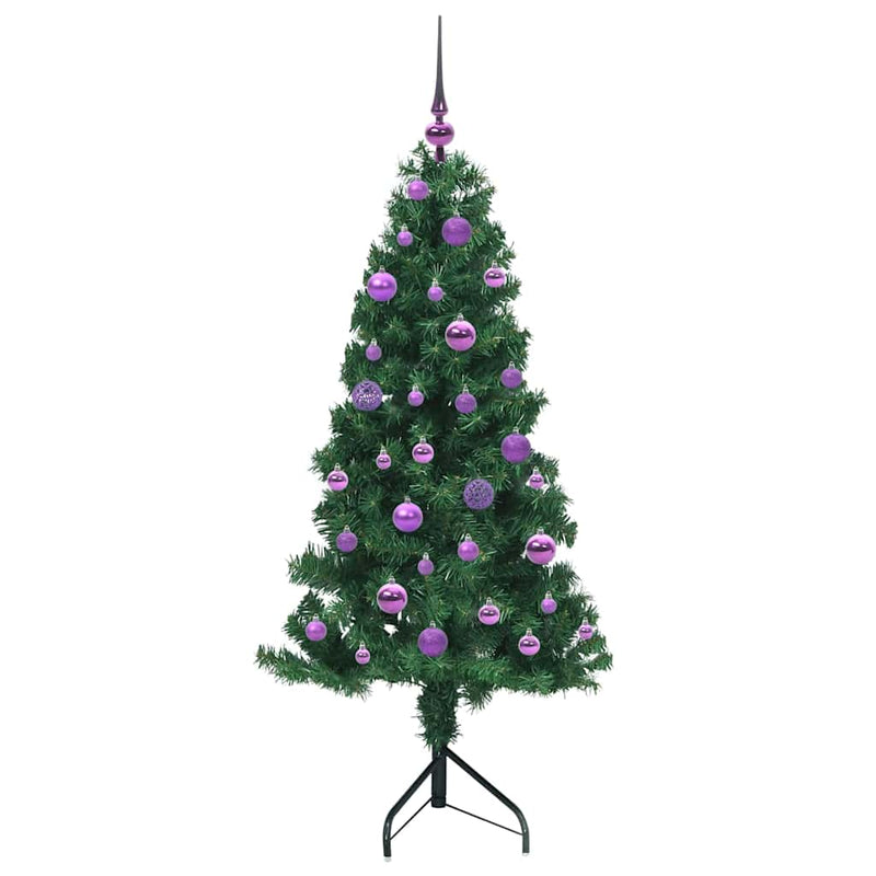vidaXL Sarok Műkarácsonyfa 150 LED-del Zöld 150 cm PVC és fém