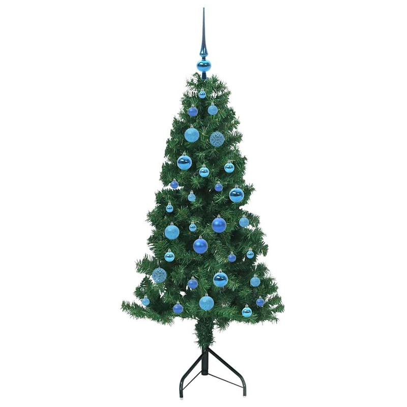 vidaXL Sarok Műkarácsonyfa 150 LED-del Zöld 150 cm PVC és fém
