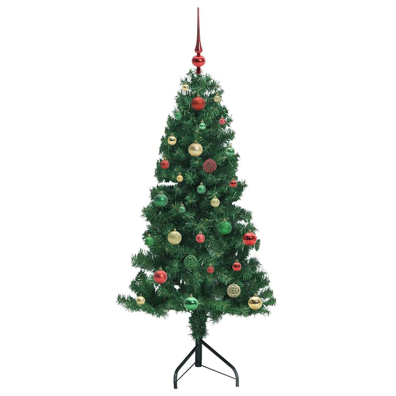 vidaXL Sarok Műkarácsonyfa 150 LED-del Zöld 150 cm PVC és fém
