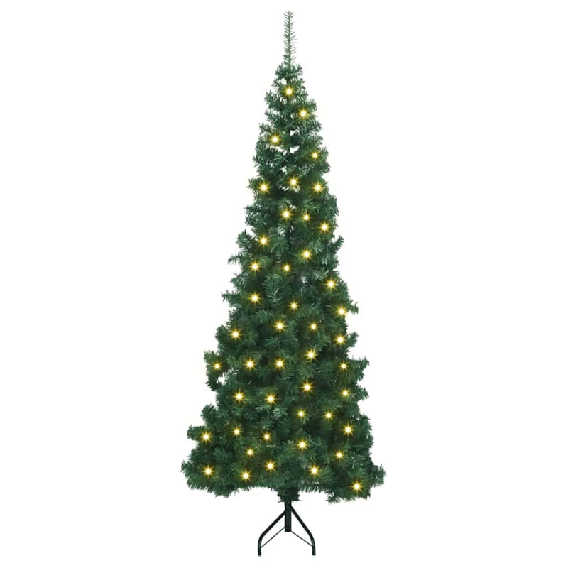 vidaXL Sarok Műkarácsonyfa 300 LED-del Zöld 180 cm PVC és fém