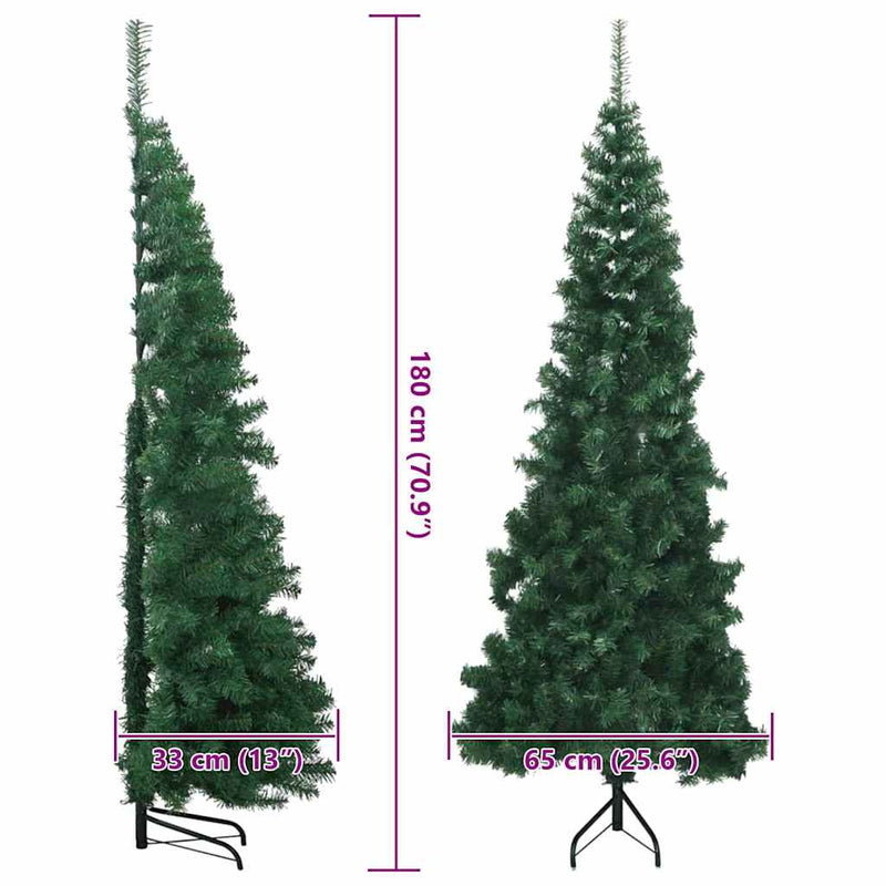 vidaXL Sarok Műkarácsonyfa 300 LED-del Zöld 180 cm PVC és fém