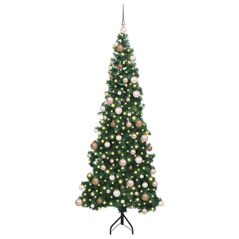vidaXL Sarok Műkarácsonyfa 300 LED-del Zöld 180 cm PVC és fém