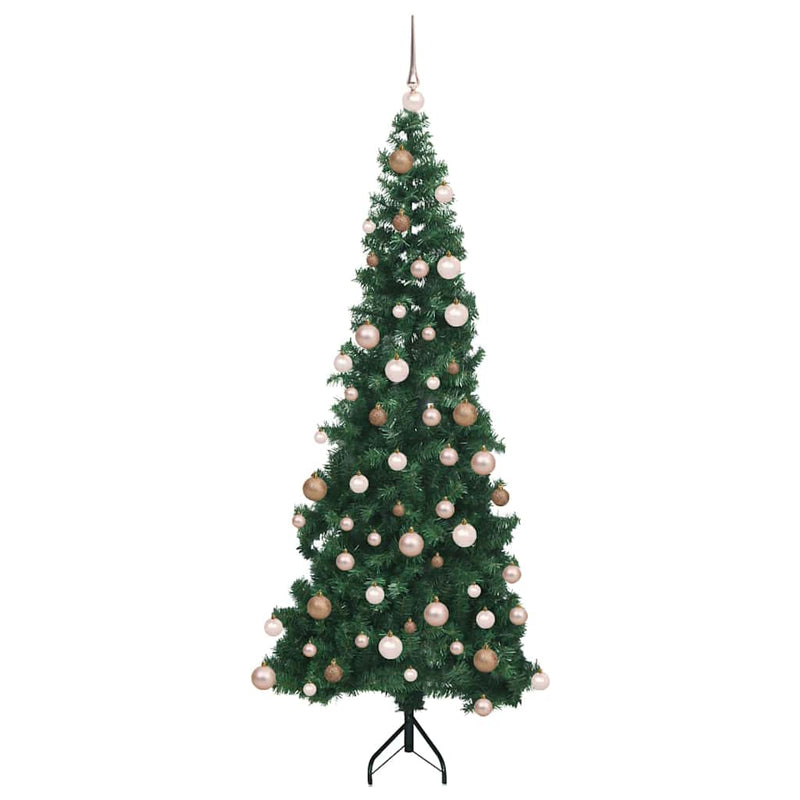 vidaXL Sarok Műkarácsonyfa 300 LED-del Zöld 180 cm PVC és fém
