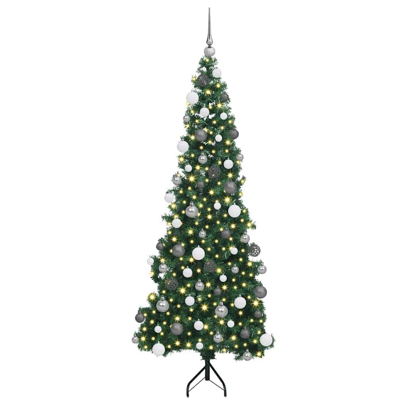 vidaXL Sarok Műkarácsonyfa 300 LED-del Zöld 180 cm PVC és fém