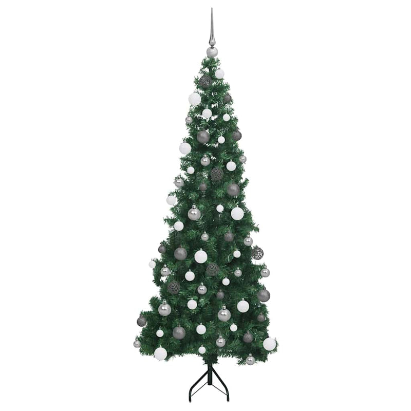 vidaXL Sarok Műkarácsonyfa 300 LED-del Zöld 180 cm PVC és fém