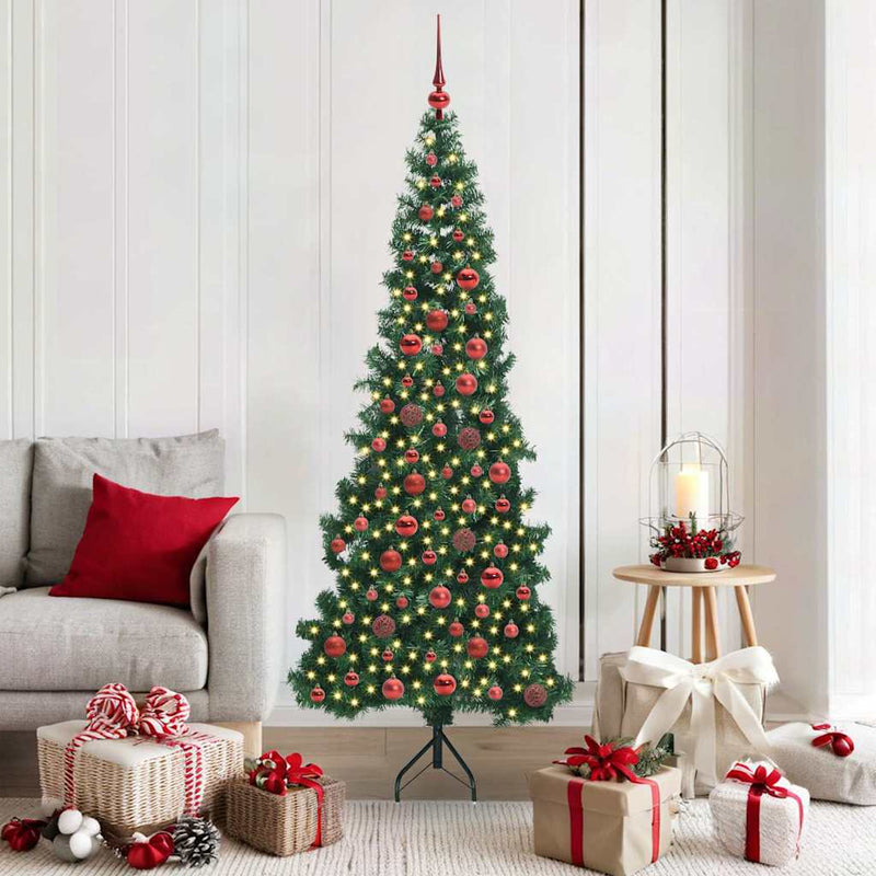 vidaXL Sarok Műkarácsonyfa 300 LED-del Zöld 180 cm PVC és fém
