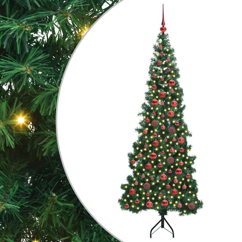 vidaXL Sarok Műkarácsonyfa 300 LED-del Zöld 180 cm PVC és fém