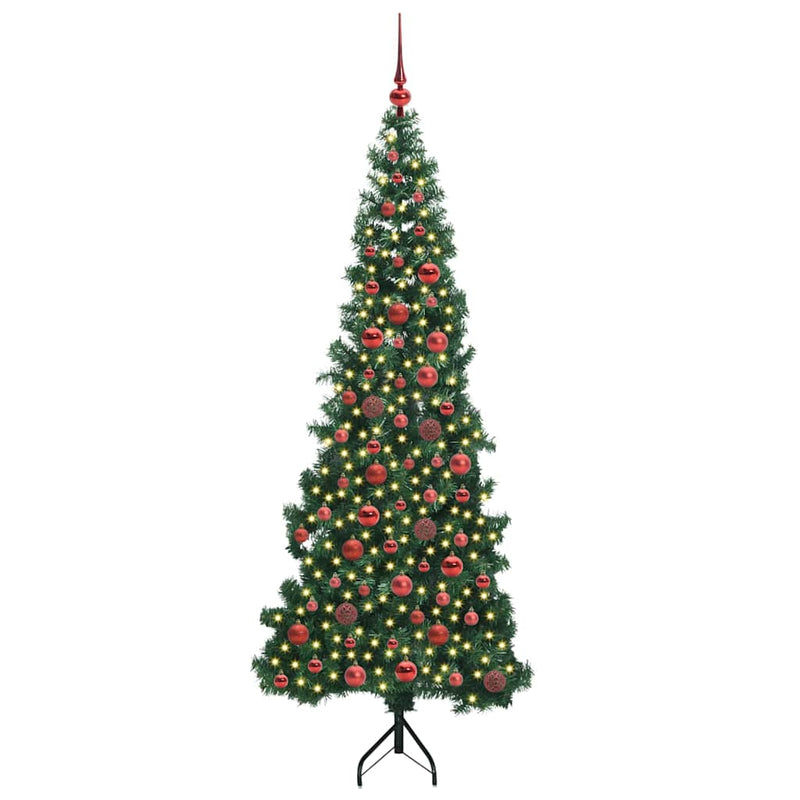 vidaXL Sarok Műkarácsonyfa 300 LED-del Zöld 180 cm PVC és fém