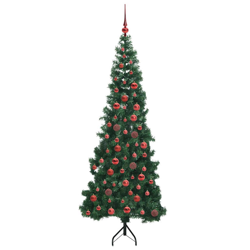 vidaXL Sarok Műkarácsonyfa 300 LED-del Zöld 180 cm PVC és fém