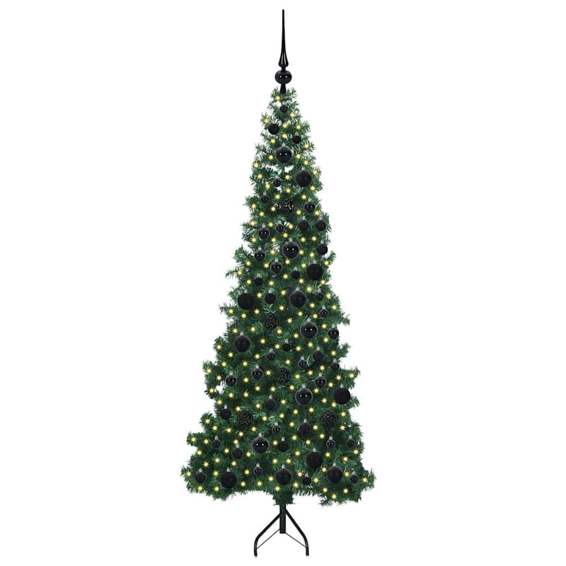 vidaXL Sarok Műkarácsonyfa 300 LED-del Zöld 180 cm PVC és fém