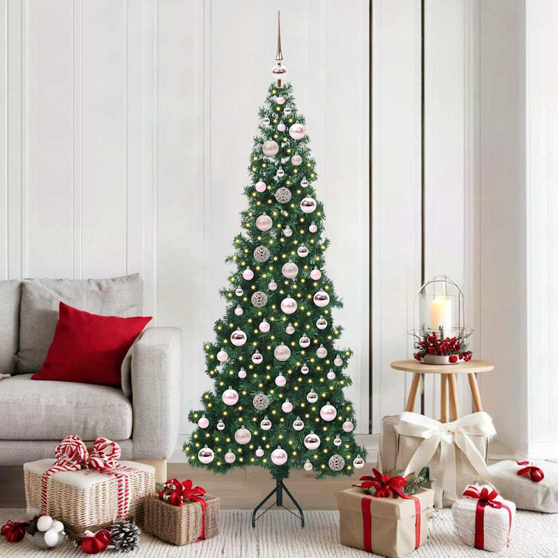 vidaXL Sarok Műkarácsonyfa 300 LED-del Zöld 180 cm PVC és fém