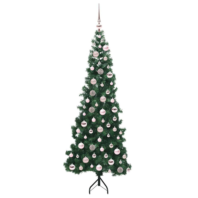 vidaXL Sarok Műkarácsonyfa 300 LED-del Zöld 180 cm PVC és fém