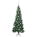 vidaXL Sarok Műkarácsonyfa 300 LED-del Zöld 180 cm PVC és fém