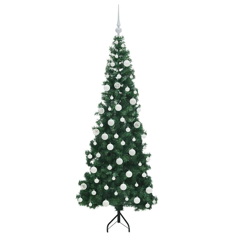 vidaXL Sarok Műkarácsonyfa 300 LED-del Zöld 180 cm PVC és fém