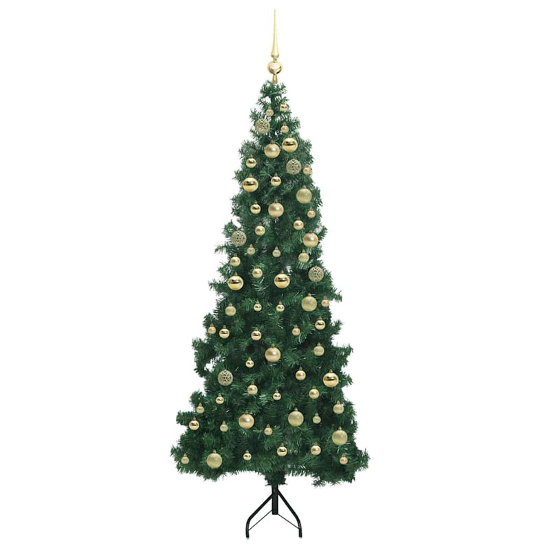 vidaXL Sarok Műkarácsonyfa 300 LED-del Zöld 180 cm PVC és fém