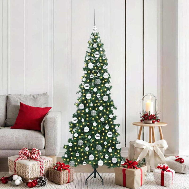 vidaXL Sarok Műkarácsonyfa 300 LED-del Zöld 180 cm PVC és fém