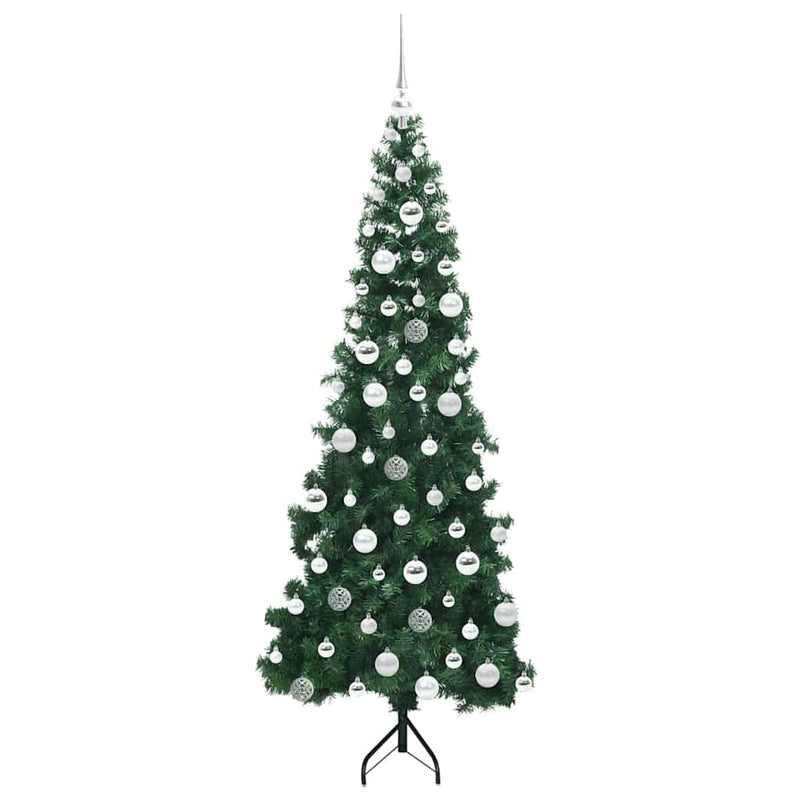 vidaXL Sarok Műkarácsonyfa 300 LED-del Zöld 180 cm PVC és fém