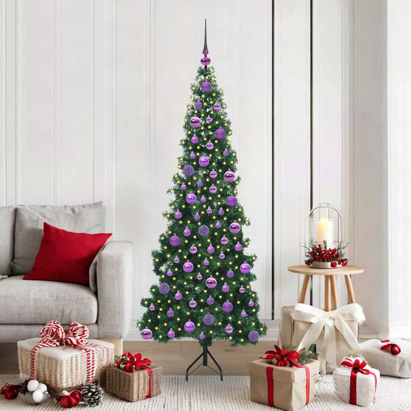 vidaXL Sarok Műkarácsonyfa 300 LED-del Zöld 180 cm PVC és fém