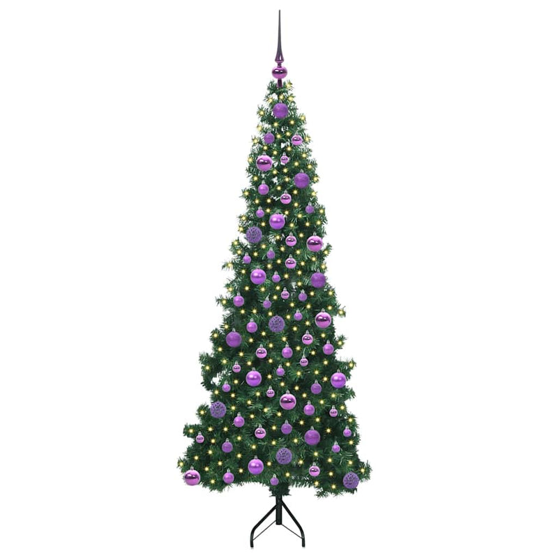vidaXL Sarok Műkarácsonyfa 300 LED-del Zöld 180 cm PVC és fém