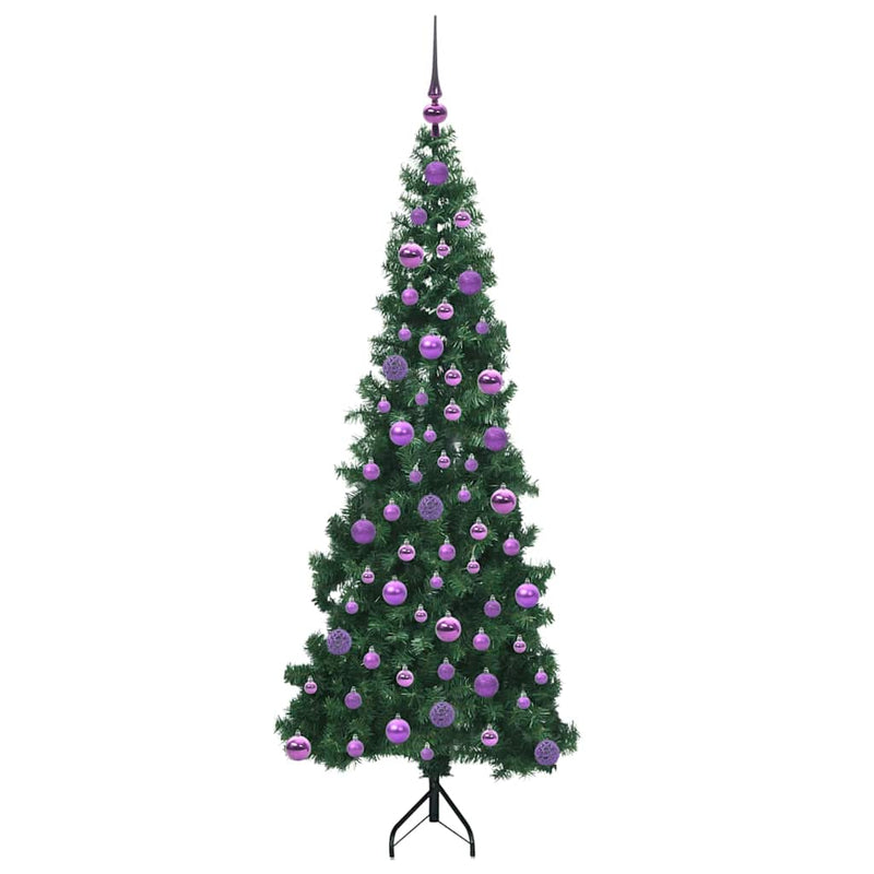 vidaXL Sarok Műkarácsonyfa 300 LED-del Zöld 180 cm PVC és fém