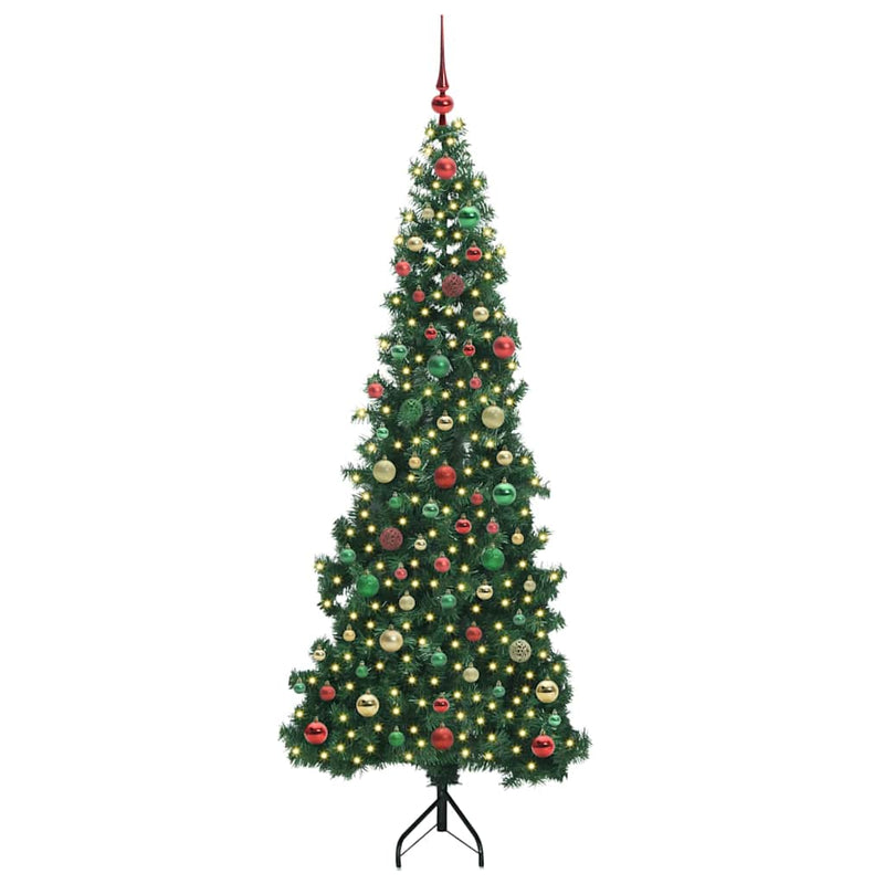 vidaXL Sarok Műkarácsonyfa 300 LED-del Zöld 180 cm PVC és fém