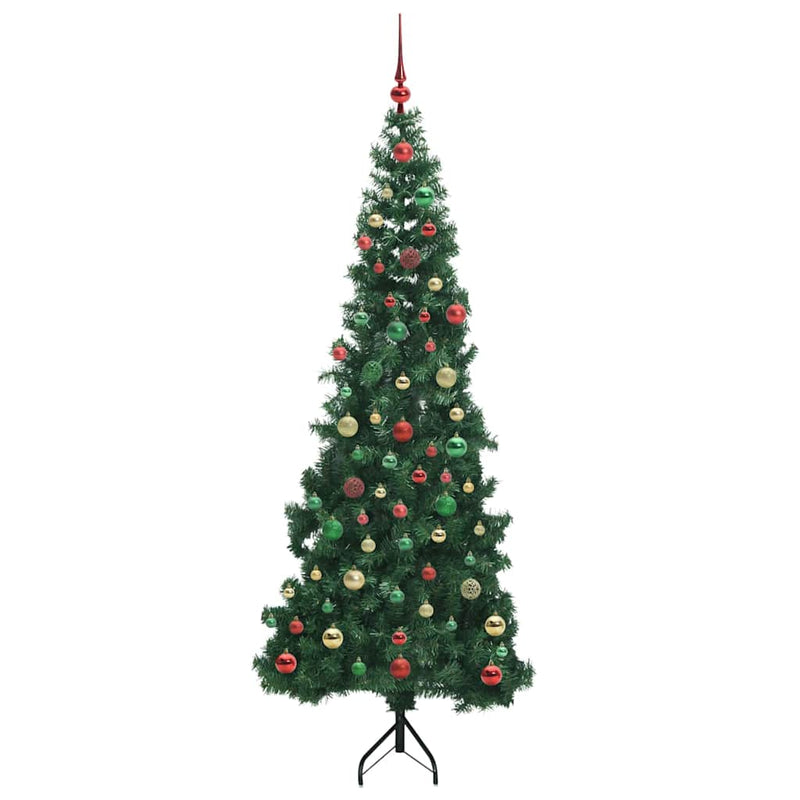 vidaXL Sarok Műkarácsonyfa 300 LED-del Zöld 180 cm PVC és fém