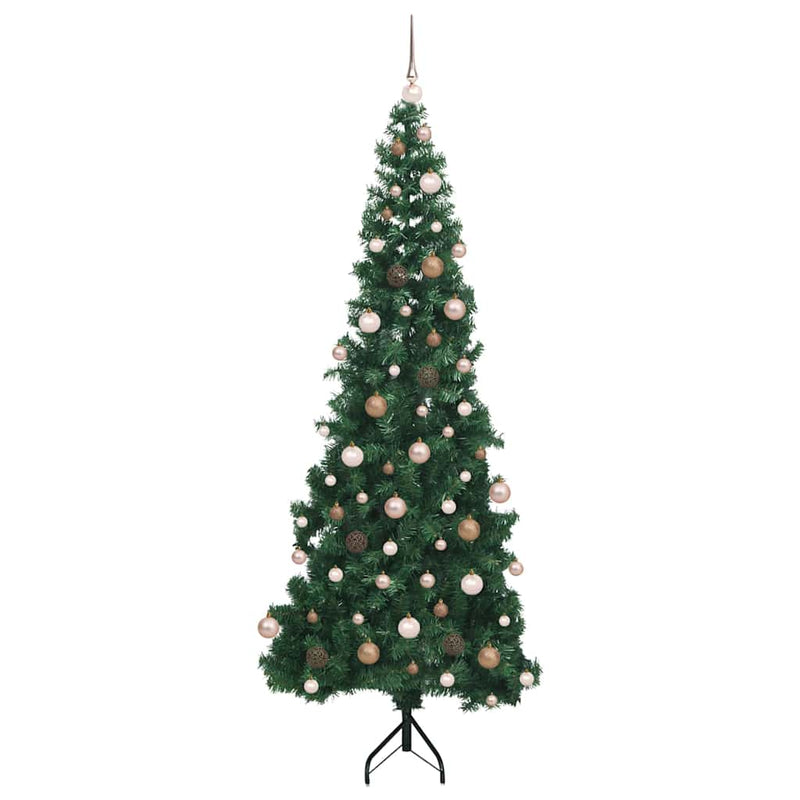 vidaXL Sarok Műkarácsonyfa 300 LED-del Zöld 210 cm PVC és fém