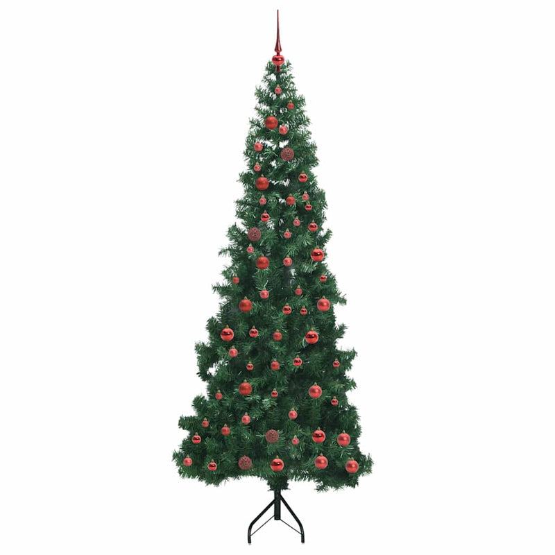 vidaXL Sarok Műkarácsonyfa 300 LED-del Zöld 210 cm PVC és fém
