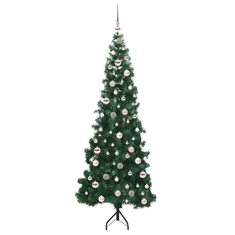 vidaXL Sarok Műkarácsonyfa 300 LED-del Zöld 210 cm PVC és fém