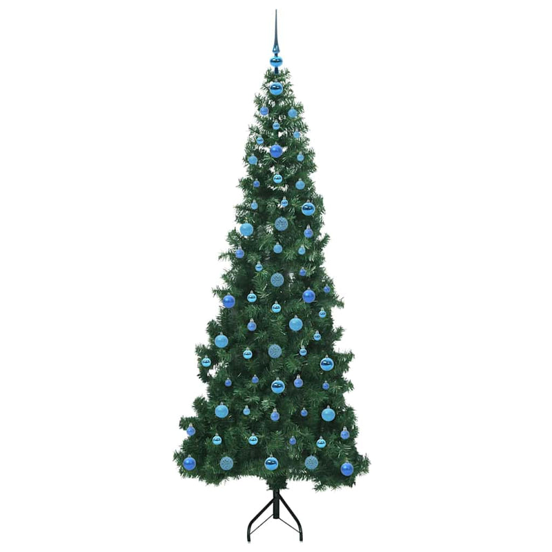 vidaXL Sarok Műkarácsonyfa 300 LED-del Zöld 210 cm PVC és fém