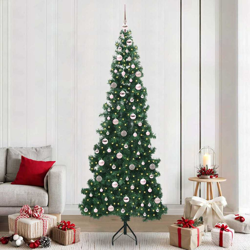 vidaXL Sarok Műkarácsonyfa 300 LED-del Zöld 240 cm PVC és fém