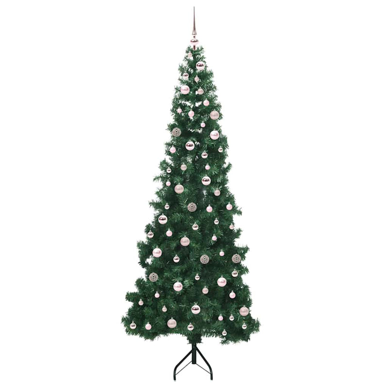 vidaXL Sarok Műkarácsonyfa 300 LED-del Zöld 240 cm PVC és fém