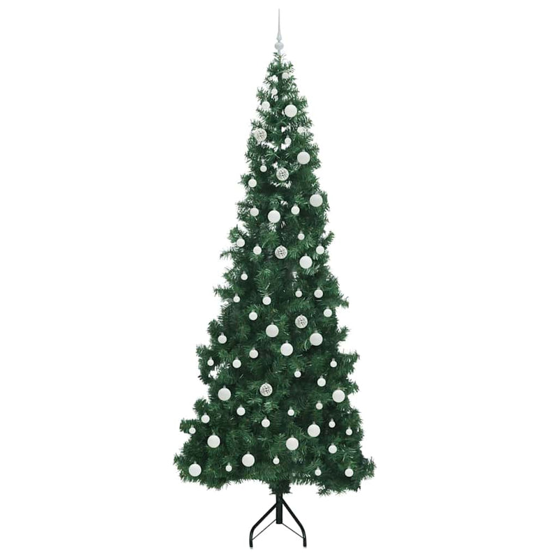 vidaXL Sarok Műkarácsonyfa 300 LED-del Zöld 240 cm PVC és fém
