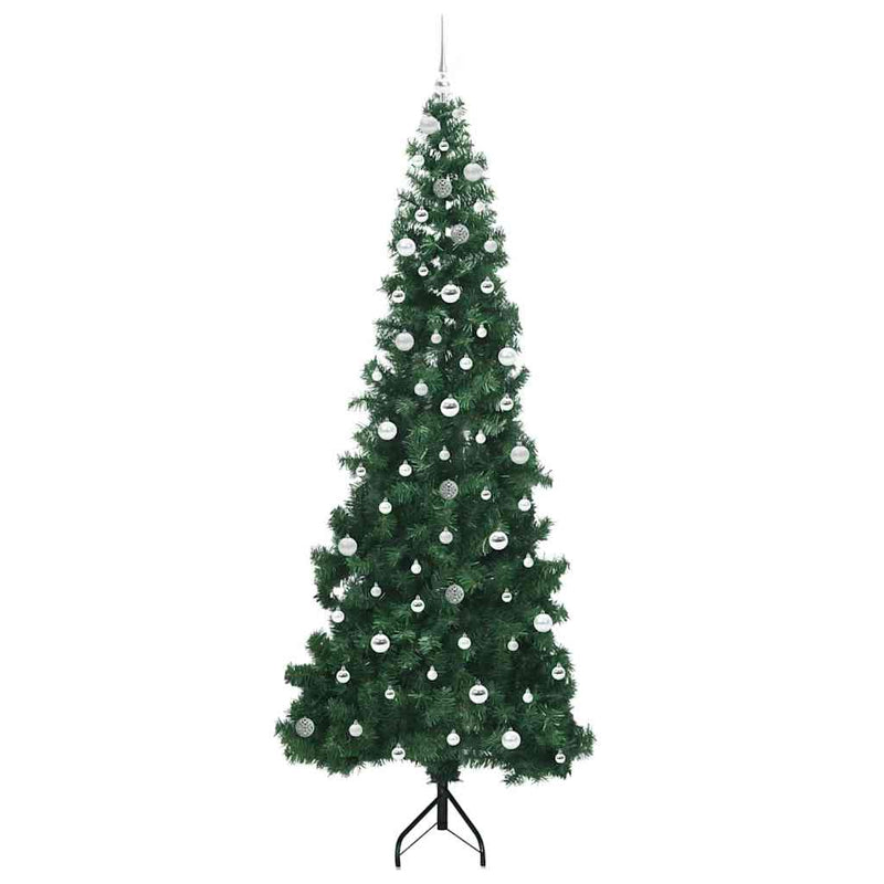vidaXL Sarok Műkarácsonyfa 300 LED-del Zöld 240 cm PVC és fém