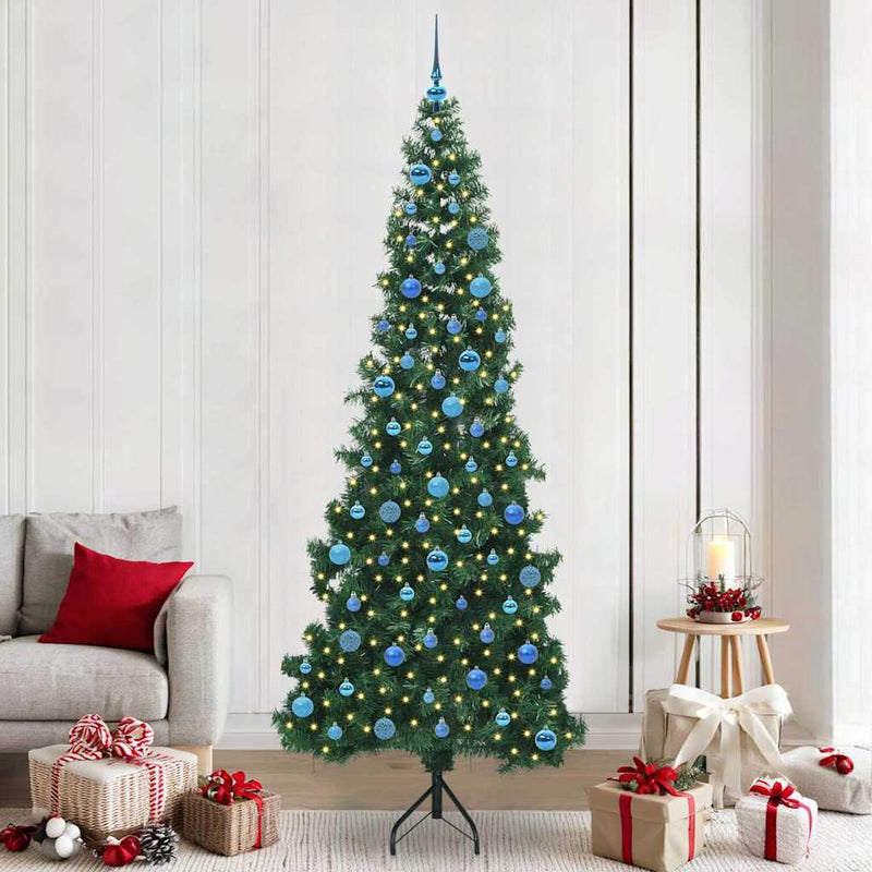vidaXL Sarok Műkarácsonyfa 300 LED-del Zöld 240 cm PVC és fém