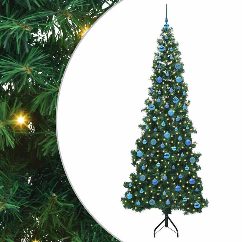 vidaXL Sarok Műkarácsonyfa 300 LED-del Zöld 240 cm PVC és fém