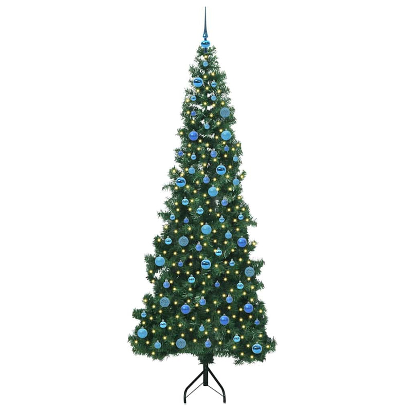 vidaXL Sarok Műkarácsonyfa 300 LED-del Zöld 240 cm PVC és fém