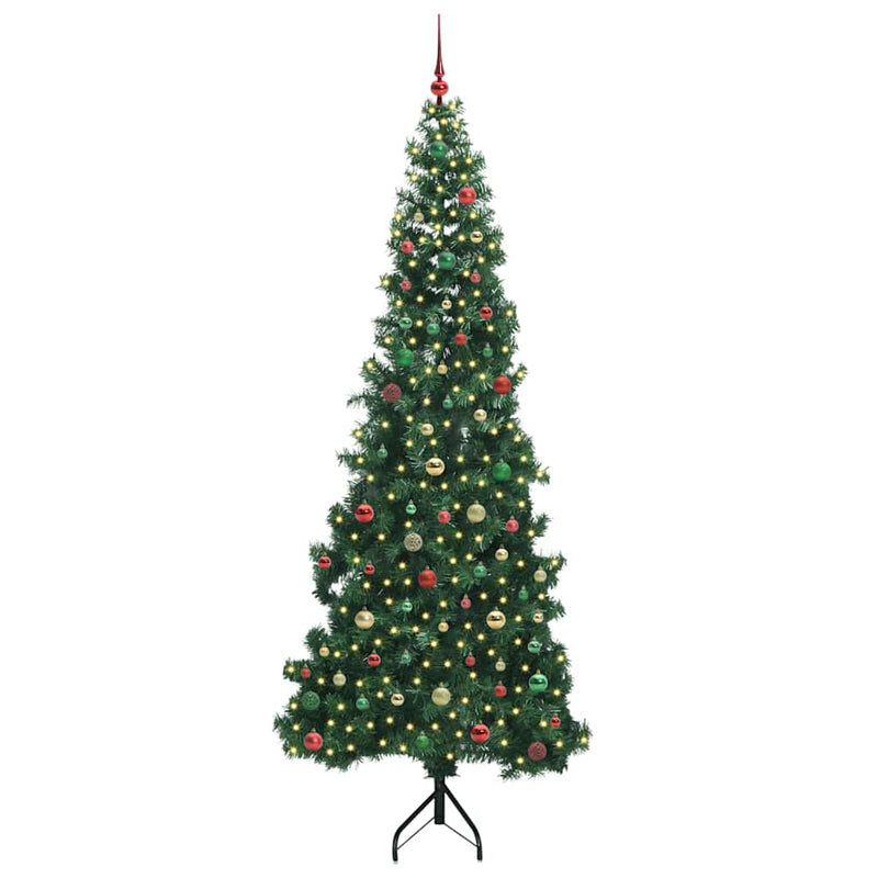 vidaXL Sarok Műkarácsonyfa 300 LED-del Zöld 240 cm PVC és fém