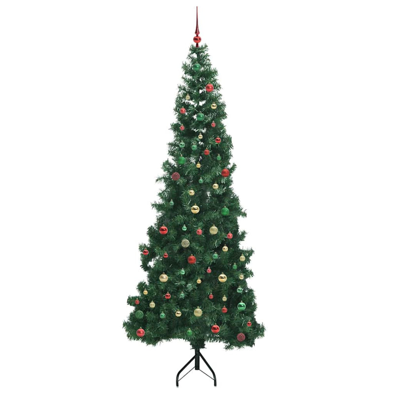 vidaXL Sarok Műkarácsonyfa 300 LED-del Zöld 240 cm PVC és fém