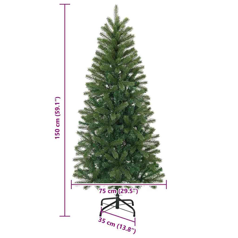 vidaXL Mű karácsonyfa 150 LED-del állvánnyal Zöld 150 cm PE és PVC