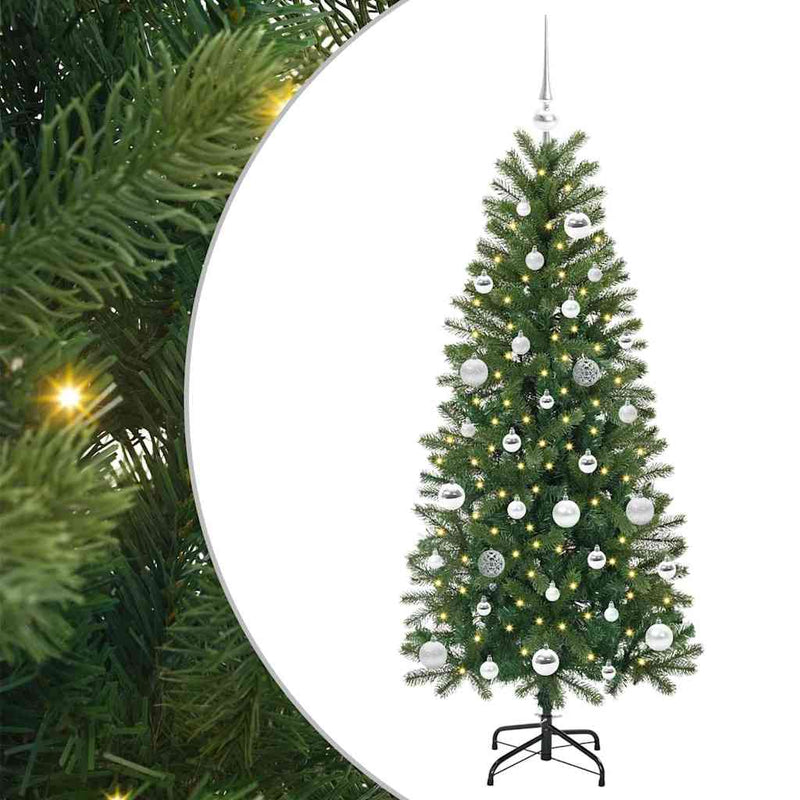 vidaXL Mű karácsonyfa 150 LED-del állvánnyal Zöld 150 cm PE és PVC
