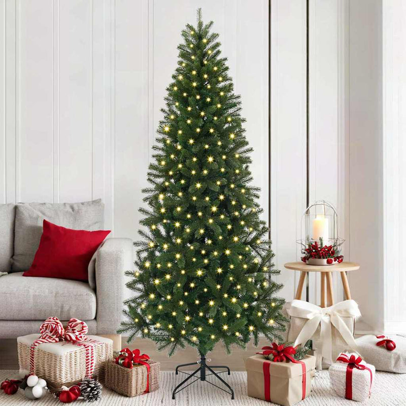 vidaXL Mű karácsonyfa 300 LED-del állvánnyal Zöld 180 cm PE és PVC
