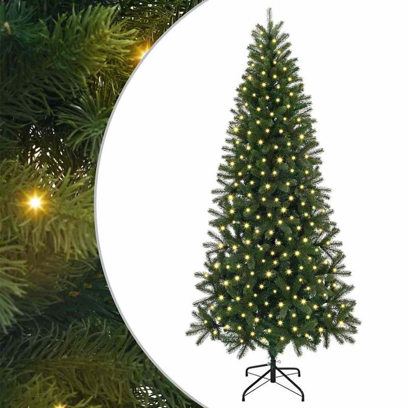 vidaXL Mű karácsonyfa 300 LED-del állvánnyal Zöld 180 cm PE és PVC