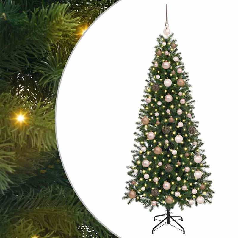 vidaXL Mű karácsonyfa 300 LED-del állvánnyal Zöld 180 cm PE és PVC