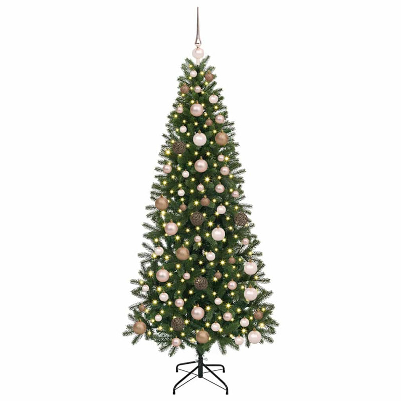 vidaXL Mű karácsonyfa 300 LED-del állvánnyal Zöld 180 cm PE és PVC