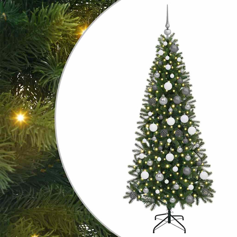 vidaXL Mű karácsonyfa 300 LED-del állvánnyal Zöld 180 cm PE és PVC
