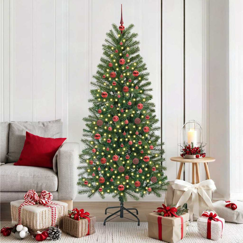 vidaXL Mű karácsonyfa 300 LED-del állvánnyal Zöld 180 cm PE és PVC