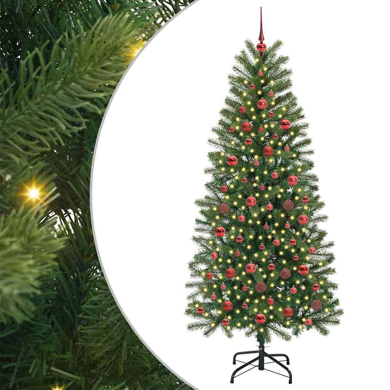 vidaXL Mű karácsonyfa 300 LED-del állvánnyal Zöld 180 cm PE és PVC