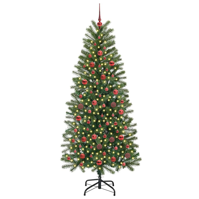 vidaXL Mű karácsonyfa 300 LED-del állvánnyal Zöld 180 cm PE és PVC